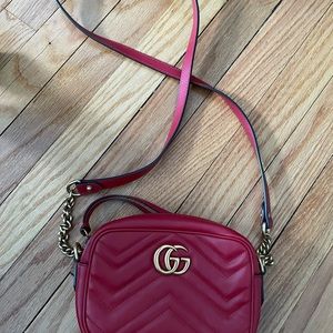 Gucci Matelasse Mini Leather Shoulder Bag - Red, ALMOST NEW USED ONCE